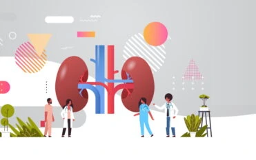 nefroloji nedir doctors team inspecting checking kidneys human internal organ examination healthcare medicine concept full length copy space horizontal vector illustration